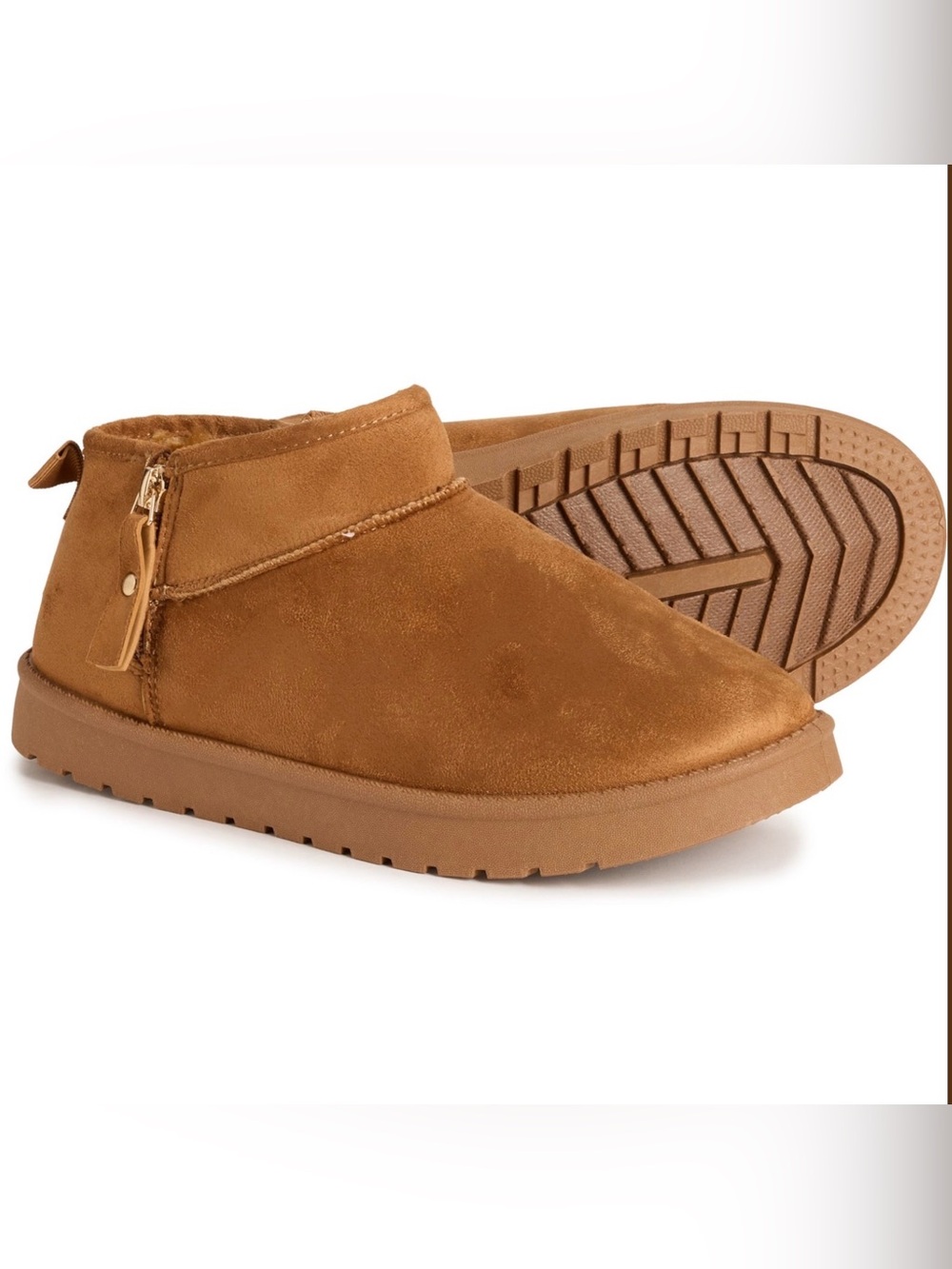 ASPEN Mini Side-Zip Faux Shearling Boots 7 Chestnut $49 Retail NEW